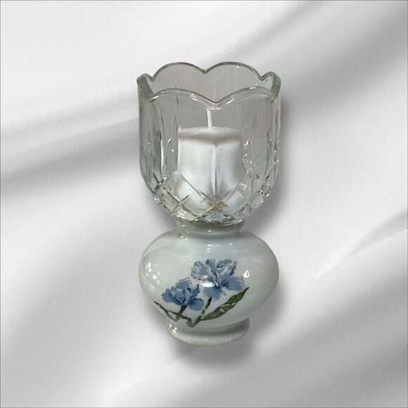 Wicks N Sticks Vintage Ceramic & Crystal Candle Votive Holder - Picture 1 of 6